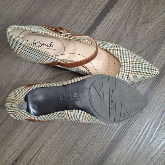 Life Stride Plaid 3" Heels. Women's Sandrine Pointed Toe Strapped Pumps Size 9M - Picture 6 of 7